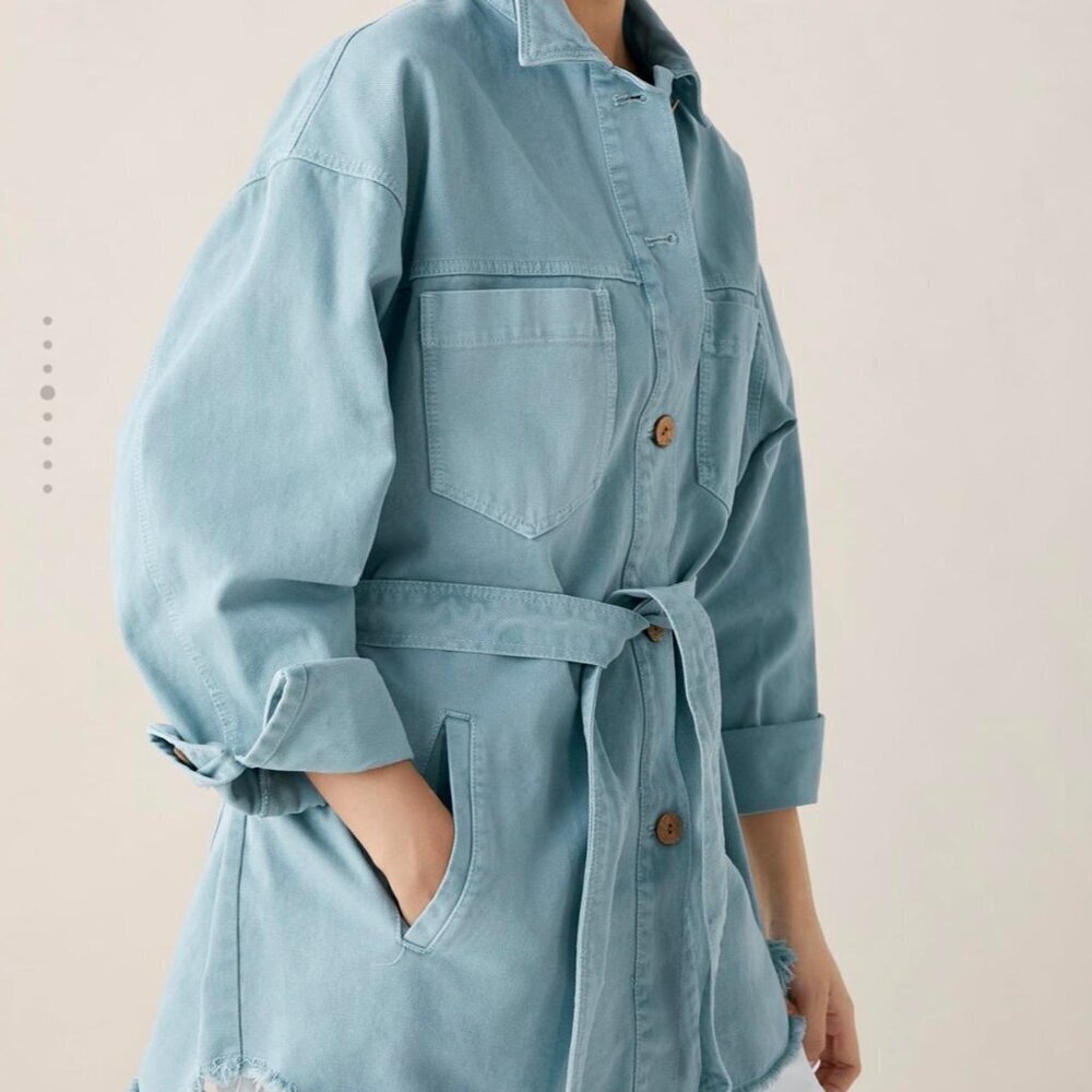 Zara belted denim shacket jacket